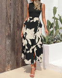 BTFBM Women Casual Sleeveless Summer Dresses 2025 Spring Crewneck Patchwork Boho Floral Ruffle Cocktail Party Midi Dress