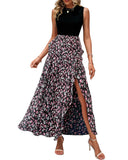 BTFBM Women Casual Sleeveless Summer Dresses 2025 Spring Crewneck Patchwork Boho Floral Ruffle Cocktail Party Midi Dress