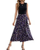 BTFBM Women Casual Sleeveless Summer Dresses 2025 Spring Crewneck Patchwork Boho Floral Ruffle Cocktail Party Midi Dress