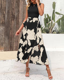 BTFBM Women Casual Sleeveless Summer Dresses 2025 Spring Crewneck Patchwork Boho Floral Ruffle Cocktail Party Midi Dress