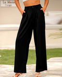 BTFBM Women High Waist Palazzo Pants Fall 2025 Casual Wide Leg Trousers Loose Work Office Business Suit Pant Pockets