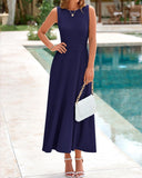 BTFBM Women Midi Bodycon Tank Dress Summer Crewneck Sleeveless Pleated A Line Business Casual Knit Sweater Fall Dresses