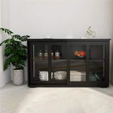 Buffet Sideboard with Sliding Glass Door and Adjustable Shelf