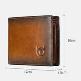 BULLCAPTAIN Men Genuine Leather Vintager RFID Blocking Anti-theft Wallet