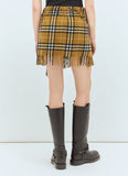Burberry Women Check Wool And Cashmere Scarf Skirt