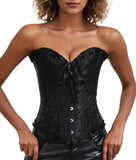 Bustier Corset Tops for Women Overbust Lace Up Date Night Outfit Strapless Steel Boned Going Out Holiday Party Rave Valentine Tank Tops
