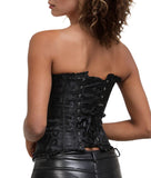 Bustier Corset Tops for Women Overbust Lace Up Date Night Outfit Strapless Steel Boned Going Out Holiday Party Rave Valentine Tank Tops