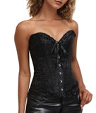 Bustier Corset Tops for Women Overbust Lace Up Date Night Outfit Strapless Steel Boned Going Out Holiday Party Rave Valentine Tank Tops