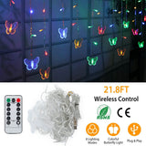 Butterfly Curtain String Lights USB Powered with 8 Modes 96 LED Remote Control