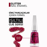 Flormar Glitter Semi-transparent Nail Polish - Semi-transparent Glitter Polish for Trendy Nail Art