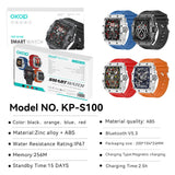 KP-S100 Smartwatch Heart Rate Blood Pressure Monitoring Bluetooth Calling Sports Waterproof Ultra-Long Battery Life Hot Selling In Stock