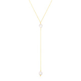 14k Yellow Gold Lariat Necklace with Pearls