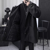 Quilted Hooded Jacket Mens Mid-Length Wool Coat