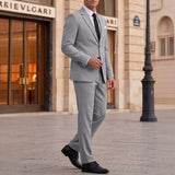 Mens Solid-Colored Business Gentleman Formal Suit With Long Trousers