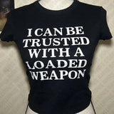 Sexy And Fashionable Women's Short Figure-hugging Crop Top With Letter Print