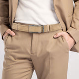 Men's Simple All-Match Alloy Automatic-Buckle Leather Belt