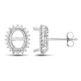 0.26 Carat Genuine White Diamond 14K White Gold Semi Mount Earrings - holds 8x6mm Oval Gemstones