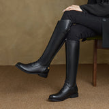 Womens Versatile Chunky-heel Boots Made From Full-grain Cowhide