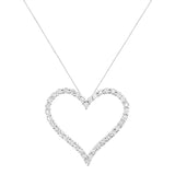 .925 Sterling Silver 3.0 cttw Round-Cut Diamond Open Heart Pendant Necklace (I-J Color, I2-I3 Clarity) - 18"