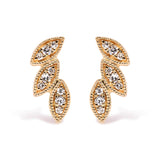 10K Yellow Gold 1/10 Cttw Diamond Triple Leaf Stud Earring (H-I Color, I1-I2 Clarity)