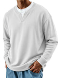 Mens Patchwork Mock Two-Piece Crew-Neck Long-Sleeve Top