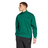 adidas Mens All SZN Fleece Quarter-Zip Crewneck Swearshirt Collegiate Green