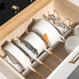 Household Multi-Functional Pot Lid Rack, Punch-Free, Extendable Storage And Draining Combo For Pots And Bowls