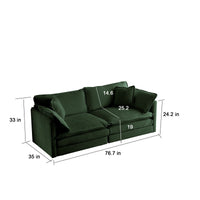 Sofa Set of 2 Chenille Couch, 2+3 Seater Sofa Set Deep Seat Sofa, Modern Sofa Set for Living Room, Green Chenille