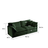 Sofa Set of 2 Chenille Couch, 2+3 Seater Sofa Set Deep Seat Sofa, Modern Sofa Set for Living Room, Green Chenille