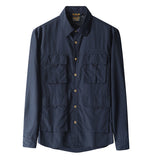 Mens Long-Sleeve Fashionable Casual Solid-Color Shirt
