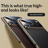 Genuine Leather Litchi-pattern Fully Wrapped Drop-proof Phone Case