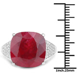 14.47 Carat Dyed Ruby and White Topaz .925 Sterling Silver Ring