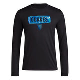 adidas Mens Long Sleeve Pre-Game T-Shirt Black/San Jose Earthquakes Medium