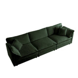 Sofa Set of 2 Chenille Couch, 2+3 Seater Sofa Set Deep Seat Sofa, Modern Sofa Set for Living Room, Green Chenille