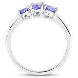0.90 Carat Genuine Tanzanite .925 Sterling Silver Ring