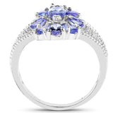 2.07 Carat Genuine Tanzanite .925 Sterling Silver Ring