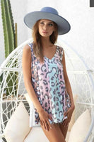 BiBi Leopard Printed Jersey Knit Color Block Sleeveless