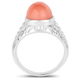 6.00 Carat Genuine Peach Moonstone .925 Sterling Silver Ring