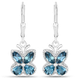 2.32 Carat Genuine London Blue Topaz .925 Sterling Silver Earrings