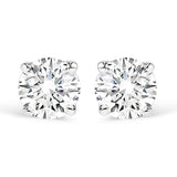 .925 Sterling Silver 1/2 Cttw Round Brilliant-Cut Lab Grown Diamond Classic 4-Prong Stud Earrings (F-G Color, VS1-VS2 Clarity)