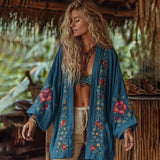 Ethnic-style Casual Linen Shawl With A Printed Shirt