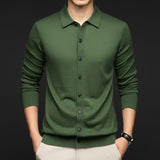 Mens Casual Commuter-style Solid-color Wool Sweater