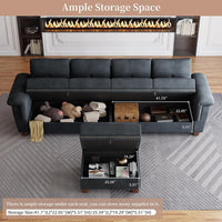 Dark Gray L-Shaped Sectional Sofa with Hidden Storage & Chaise