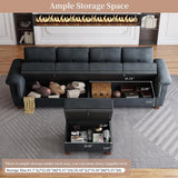 Dark Gray L-Shaped Sectional Sofa with Hidden Storage & Chaise