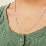 14K White Gold 1.00 Cttw Bezel Set Round Diamond Marquise Shaped Milgrain Station 18" Collar Necklace (G-H Color, SI1-SI2 Clarity)