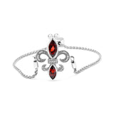 .925 Sterling Silver Marquise Garnet  and Diamond Accent Lariat 4â€-10â€ Fleur De Lis Adjustable Bolo Bracelet (H-I Color, SI1-SI2 Clarity)