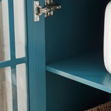 62' TV Stand, Buffet Sideboard Cabinet, Teal Blue