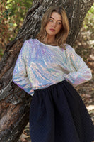 J.NNA Sequin Long Sleeve Crop T-Shirt
