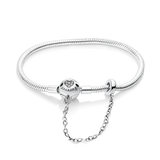 Silver Plated Stars Heart Shape Butterflies Clover Clasp Bracelet for Women Fit Original Charms Beads DIY Making Gift