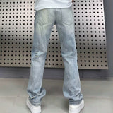 Fumei Personalized Perforated Design Denim Casual Versatile High Street Straight Leg Pants